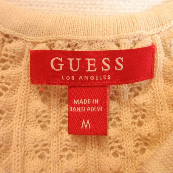 Guess Women's Lace Knit Peasant Top Size M Cream Crochet - Picture 3 of 14